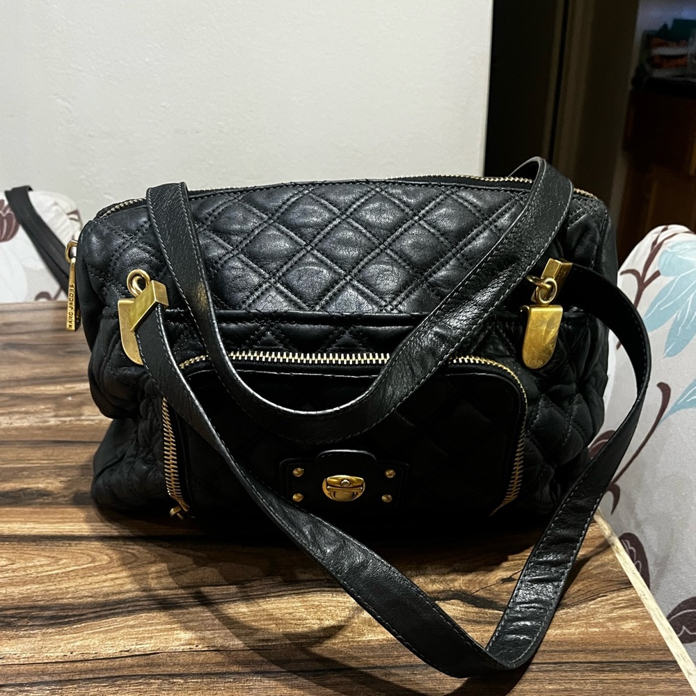 MARC JACOBSGrey Quilted Leather Spring Street Satchel Bag